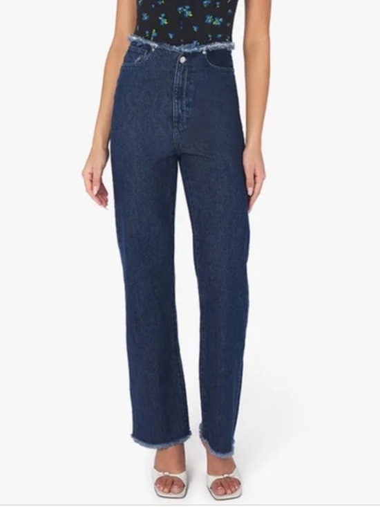 WeWoreWhat Denim - NWT WeWoreWhat Frayed Waistband Straight Leg Jeans 24 Indigo Blue $99